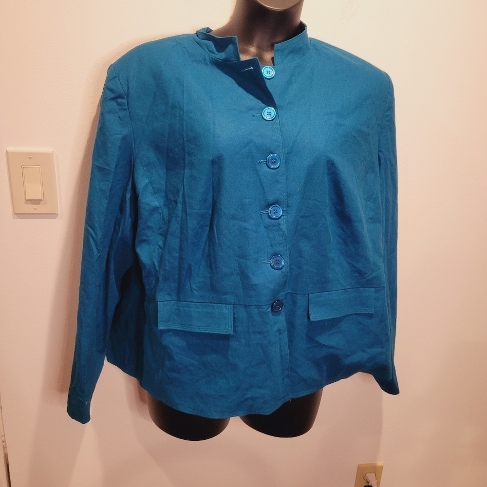 JG hook size 26w linen blend bright blue blazer jacket